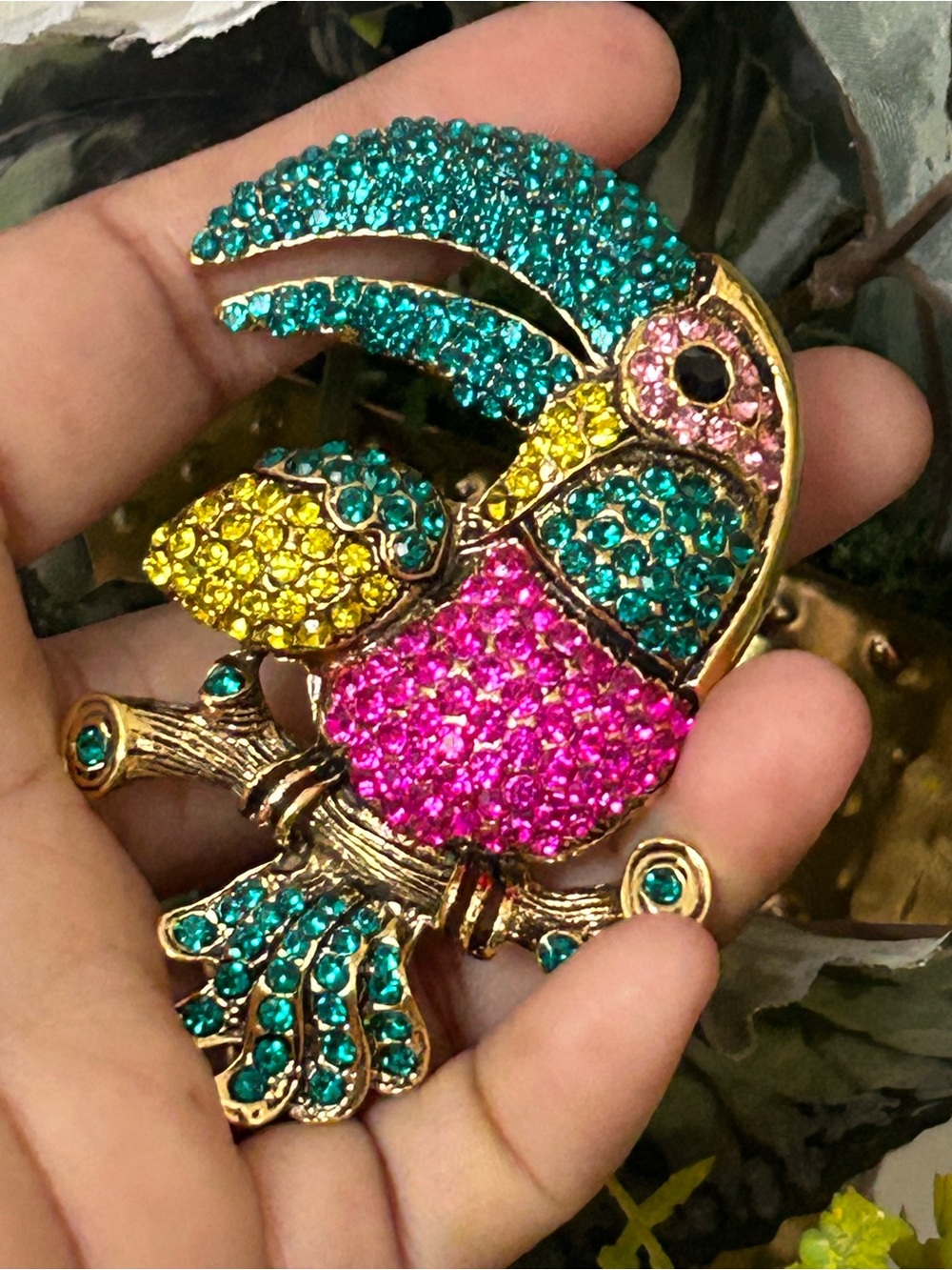 Crystal Parrot Brooch Pin - Multicolor